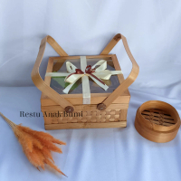 RANTANG ASAP TRANSPARAN SKAT 4 25X25CM PITA SATIN PALANG 2 | WADAH KUE | WADAH HAMPERS | WADAH PARCE