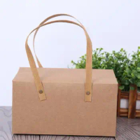 Handle Kraft Paper Gift Box Package, Paper Favor Bag Cupcake Packing Cake Boxes Gift Box with Handle Kraft Nuts Box Wholesale