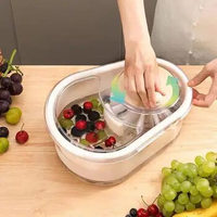 Protable Ultrasonic Fruit Vegetable Washing Dehydrator Quick Drying Multifunction Manual Spinner Household Vegetable Dehydrator