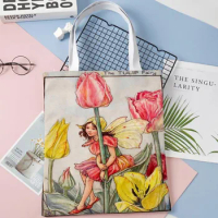 Custom The Secret Garden Fairies Tote Bag Cotton Cloth Shoulder Shopper Bags for Women Eco Foldable Reusable Shopping Bags 0214