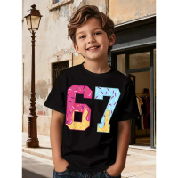 Children's meme 67 t-shirt, 3D digital print, short sleeve, loose fit, comfortable to wear, fashiona