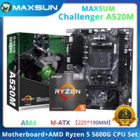 MAXSUN NEW Motherboard Combo A520M CPU AMD Ryzen5 5600G [without cooler] Motherboards Set DDR4 M.2 SATAIII for Desktop PC
