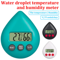Water Droplet Mini LCD Digital Thermometer Hygrometer Fridge Freezer Tester Temperature Tester Sensor Humidity Meter Detector