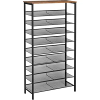 10-Tier Shoe Rack Organizer, Large Capacity Metal Shelf, Sturdy Storage with Top Shelf