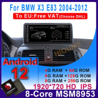 8+256G Snapdragon Car Multimedia Player GPS for BMW X3 E83 2004-2009 Android 12 Radio Navigation Head unit 1920*720P Screen