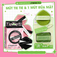 《Amortals.Vietnam》Combo Bộ 3 Mút Trang Điểm TieTie Amortals Pink & Black Kèm Mút Rửa Mặt/Nước Rửa Cọ