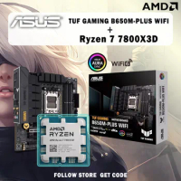 New AMD Ryzen 7 7800X3D R7 7800X3D CPU+ASUS TUF GAMING B650M PLUS WIFI Motherboard M-ATX AMD B650 DDR5 Memory Slot AM5