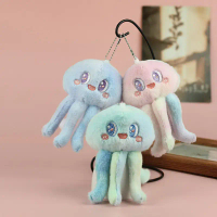 1PCS Plush Cute Marine Animal ubur-ubur Octopus Doll Keychain Bag hiasan loket Keychain Girl Bag Key