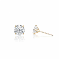 【City Diamond 引雅】『黃金楓』18K日本經典四爪6mm晶鑽黃K金耳環(東京Yuki系列)