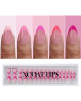 BTArtboxnails XCOATTIPS Pink French Tip Press On Nails - Long Press On Nails Square Soft Gel Nail Ti
