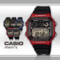 CASIO 卡西歐 電子液晶 計時碼錶 防水100米 橡膠手錶 紅色(AE-1300WH-4A)