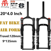 ZTZ 20 inch Snow Bike Air Fork - Beach Bike Fork 135MM Magnesium Alloy Bike Fat Suspension Fork for 4.0 Tire