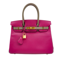 Hermes 愛馬仕 Birkin 30 Epsom牛皮拚色金釦手提包(玫瑰紫/大象灰)