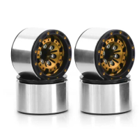 Aluminum 1.0 Beadlock Wheel Rims for 1/18 RC Crawler Car Axial SCX24 FMS FCX24 TRX4M Gold+Black
