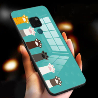 เคสกระจกนิรภัยสำหรับ HUAWEI Mate 20 Mate 20 Lite/Mate 20 Pro ลูกแมวเวฟ กันกระแทก มันวาว ฝาหลัง