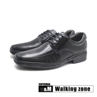 WALKING ZONE(男)SUPERMAN系列 方頭雙線綁帶正裝減壓皮鞋 男鞋-黑色