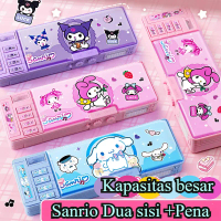 Kotak Alat Tulis Sanrio Dua sisi +Pena yang bisa dihapus / Multifungsi Tahan Air Pola Kartun Melody 