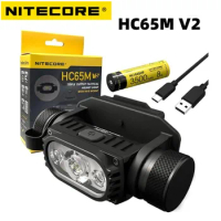 NITECORE HC65M V2 Headlamp Helmet USB-C Rechargeable1750 Lumens Light Utilizing Luminus Headlight Lantern with 3500mAh Battery