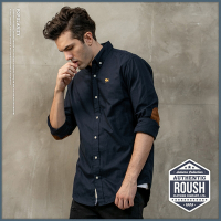Roush 麂皮織帶設計牛津布襯衫(915572)