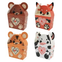 50pcs Cartoon Cute Animal Candy Box Fox Bear Cow Tiger Gift Box Packaging For Kids Baby Shower Birthday Party Decor Supplies