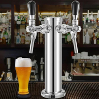 Dual Faucet Tap Beer Tower ,Adjustable Draft Beer Kegerator Tower,3'' Dia. Column Beer Dispenser For Homebrew / Bar