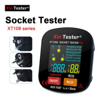 Xin Tester Socket Tester Polarity Detection Socket Wiring RCD GFCI NCV Test EU US UK Plug Ground Zero Line 30mA Smart Detector