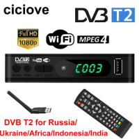 DVB TV Tuner Terrestrial Receiver with DVB-T2 HD 1080 Adapter USB2.0 TV Box Decoder for Russia/Ukraine/Africa/Indonesia/India