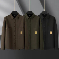 New Arrival Fashion Super Large Autumn Young Men's Square Collar Cotton Work Shirt Shirt Plus Size L XL 2XL 3XL 4XL 5XL 6XL 7XL
