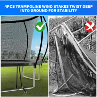 Trampoline 12FT for Kids with Safety Enclosure Net Wind Stakes 400LBS Weight Capacity Recreational Trampolines