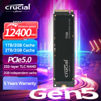 Crucial T700 M2 SSD 1TB 2TB PCIe 5.0 NVMe M.2 SSD P3 PLUS 1TB 2TB 4tb 5000MBs for PlayStation 5 Laptop Desktop Solid State Drive