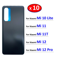 10Pcs/Lot, Back Glass Rear Cover For Xiaomi Mi 11T / Mi 11 / Mi 12 Pro / Mi 10 Lite Door Housing Battery Back Cover