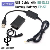 Vitesun Power Bank 5V USB Cable Adapter + ENEL22 EN-EL22 Dummy Battery EP-5E for Nikon 1 J4 S2 1J4 12 Camera