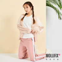 Mollifix 瑪莉菲絲 光澤透膚撞色飛行外套 (杏) 暢貨出清、保暖、防風、羽絨外套