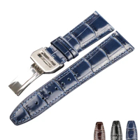 New Crocodile Grain Watchbands for IWC Portugues Pilot Genuine Leather Watch Band Bracelet Strap accessory 22mm Brown Black Blue