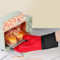 矽隔熱手套 微波爐耐高溫廚房防燙手套 加厚棉防滑防水烤箱手套