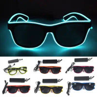 1PC Light Up LED Glasses Glowing Luminous Sunglasses EL Wire Neon Glasses Glow in The Dark Neon Party Supplies for Kids Adults