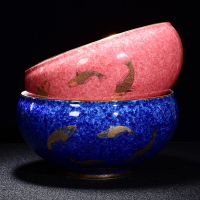 灑藍釉茶洗霽藍描金大號特大家用陶瓷日式禪意水洗杯洗功夫零配件