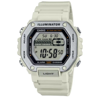 【CASIO 卡西歐】卡西歐十年電力運動電子膠帶錶-灰白色(MWD-110H-8A 全配盒裝版)