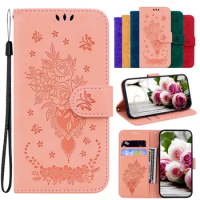 Hot Rose Floral Flip Case For Motorola Moto G7 E6 G8 G Power Lite Play Plus E6S E6i One Macro Fusion 5G Wallet Card Slots Cover