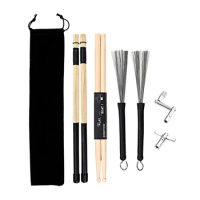 Drum Stick Set Drum Wire Brushes, Rod Drum Brushes Drum for Key with Storage Bag