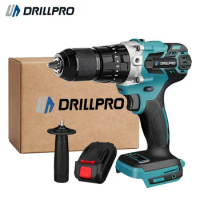 Drillpro 13MM Brushless Electric Impact Drill 20+3 Torque Screwdriver Hammer Drill Winter Ice Power Tools For Makita Battery