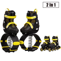 Adults/Kids/Child Youth Kangaroo Shoes Jumping Stilts Fitness Exercise, Anti-Gravity Running Boots,Yellow lnline Skates