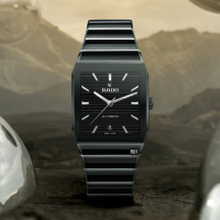 【Rado 雷達表】最新廣告款Anatom方拱形陶瓷黑條紋面自動腕錶32.5㎜-加8重好禮 R01(R10201152)