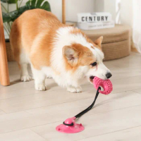 Dog Toy Suction Cup Pull Rope Tug-of-war Bite-resistant Ball Pet Interactive Training Toy Teeth Cleaning Pet Supplies