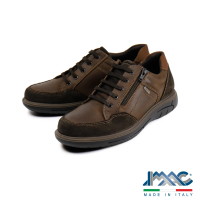 IMAC 真皮拉鍊造型綁帶休閒鞋 棕色(802128-COF)