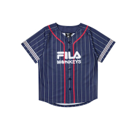FILA KIDS x Rakuten 樂天聯名 男童/女童 短袖球衣-丈青 1TEZ-4604-NV