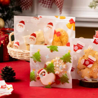 25Pcs Christmas Cookies Bag Santa Claus Xmas Tree Biscuit Candy Gift Packaging Bag Christmas Party Pastry Wrapper 2024 New Year