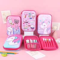 Pencil Case Unicorn Korean Stationery 3D Pencilcase Large Capacity Pen Case Kalemlik Estuche Escolar School Supplies Pencil Box