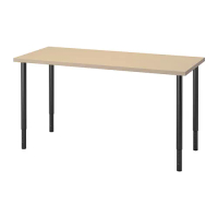 MÅLSKYTT/OLOV 書桌/工作桌, 樺木/黑色, 140x60 公分