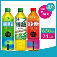 【每朝健康】綠茶/無糖紅茶 650ml 任選5箱(120入)